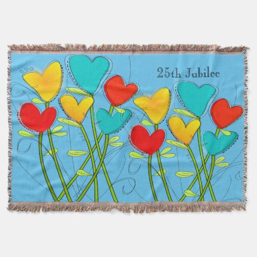 ヌンス25thシルバージュビリー織り毛布フローラブルー スローブランケット (正面)