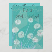 ヌンス25thジュビリー招待状ティール(緑がかった色)フローラデザイン 招待状 (正面/裏面)