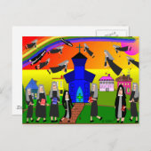 ヌンズ飛んでいるヌンズお洒落アート ポストカード (正面/裏面)