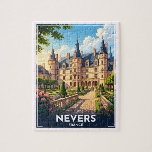ヌヴェール フランス シャトー ビンテージ 旅行 ジグソーパズル (縦)