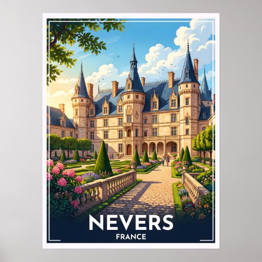 ヌヴェール フランス シャトー ヴィンテージ 旅行 ポスター (正面)