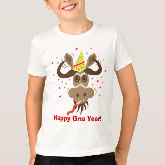 ヌーのStuff_Partier Gnu_Happyのヌー年! Tシャツ (正面)