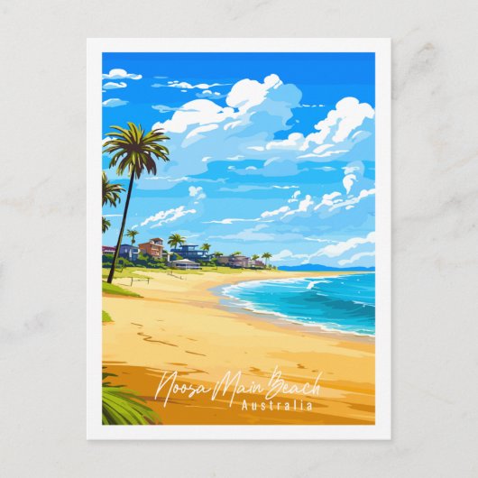 ヌーサメインビーチオーストラリアのヴィンテージ旅行プレイス ポストカード (正面)
