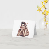 ヌードデザイン スフィンクス 大人向け グリーティングカード (黄色い花)