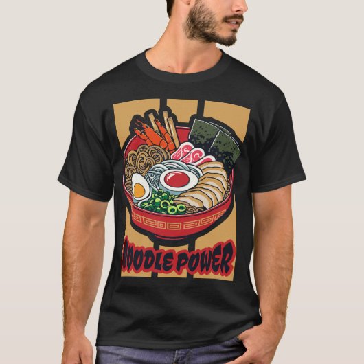 ヌードルパワー - ラーメン Tシャツ (正面)