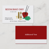 ヌードル赤いアジアボールのチョップは料理用を付けます 名刺 (正面/裏面)