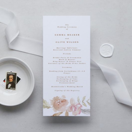 ヌードロマンチックな水の色の花模様結婚の儀式 プログラム