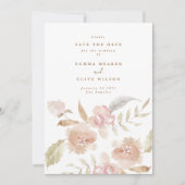 ヌードロマンチックな水の色の花模様結婚の写真 セーブザデート (正面)