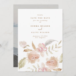 ヌードロマンチックな水の色の花模様結婚の写真 セーブザデート