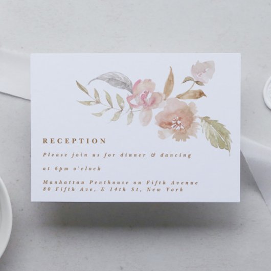 ヌードロマンチックな水彩花模様結婚式 エンクロージャーカード