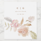 ヌードロマンティックウォーター花模様結婚ズボトル ワインラベル (シングルラベル)