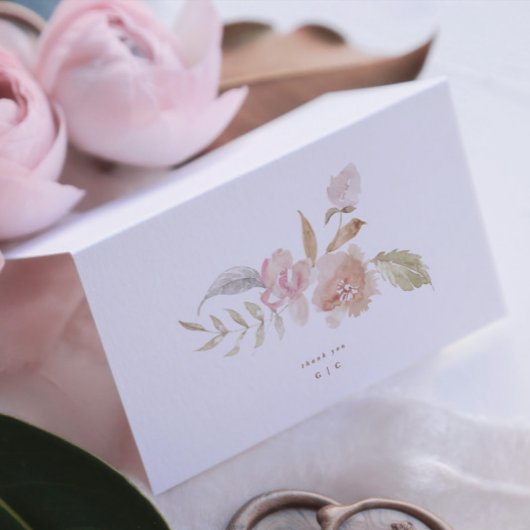 ヌードロマンティックウォーター花模様結婚ズ サンキューカード