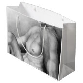 ヌード男性へオスのボディビルダーエレガントアート ラージペーパーバッグ (裏面アングル)