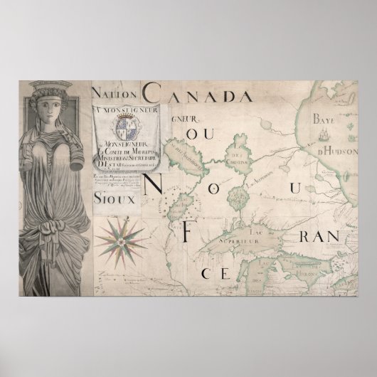 ヌーベル・フランスの地図1699 ポスター (正面)