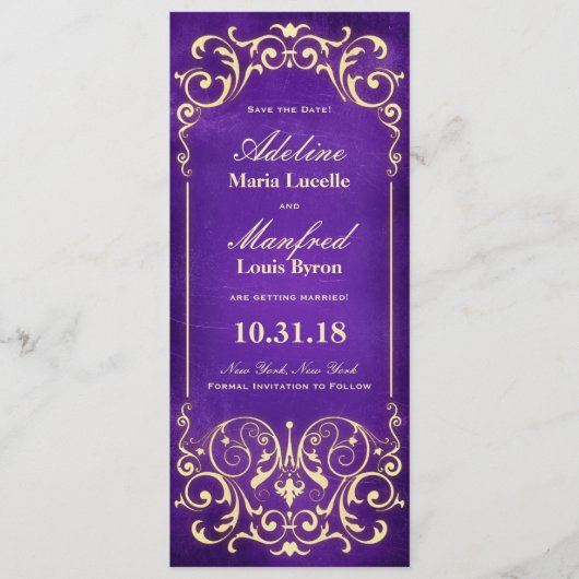 ヌーベル・ヴィクトリアン:ゴールド&アウベギン 保存日付のお知らせ セーブザデート (正面)