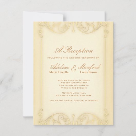 ヌーベル・ヴィクトリアン：ペールゴールドのファンシーウェディング 招待状 (正面)