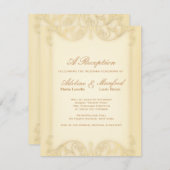 ヌーベル・ヴィクトリアン：ペールゴールドのファンシーウェディング 招待状 (正面/裏面)