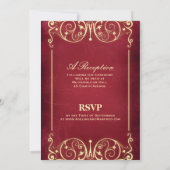 ヌーベル・ヴィクトリアン: ヴィンテージ レッド & ゴールド ウェディング 招待状 (裏面)
