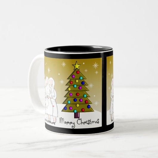 ヌーンズクリスマスカードとギフトアートデザイン ツートーンマグカップ (正面左)