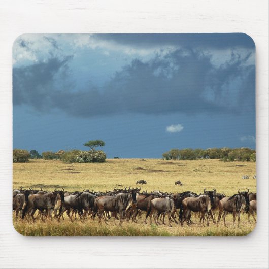 ヌー移動のマサイ族のマラの青いmousepads マウスパッド (正面)