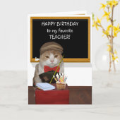 ネおもしろいコのセーターアーガイル誕生日先生 カード (黄色い花)