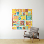 ネおもしろいコ生地の継ぎはぎ壁紙，抽象芸術継ぎ目 タペストリー (インサイチュ(横))