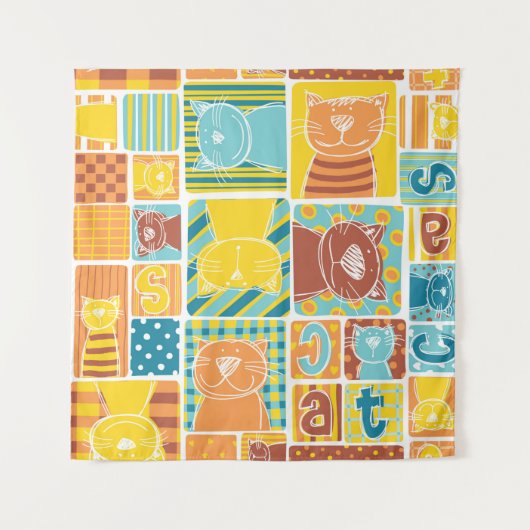 ネおもしろいコ生地の継ぎはぎ壁紙，抽象芸術継ぎ目 タペストリー (正面)