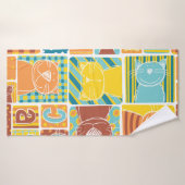 ネおもしろいコ生地の継ぎはぎ壁紙，抽象芸術継ぎ目 バスタオル (バスタオル)