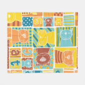 ネおもしろいコ生地の継ぎはぎ壁紙，抽象芸術継ぎ目 フリースブランケット (正面(横))