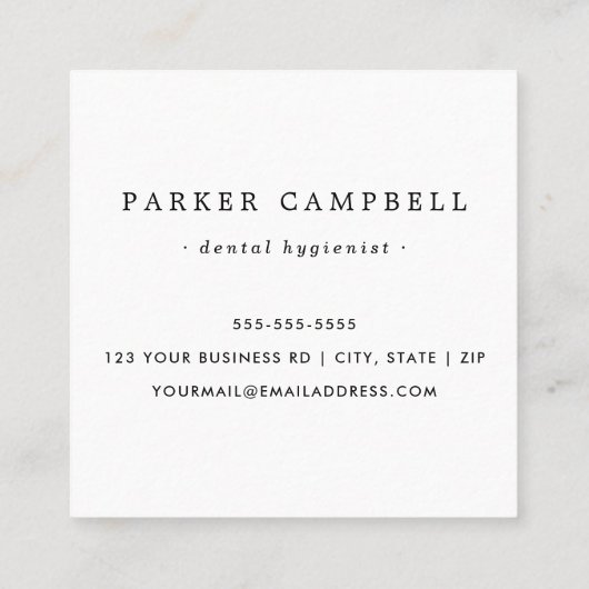 ネイエレガントビーブルーホワイト歯歯科歯科 スクエア名刺 (裏面)