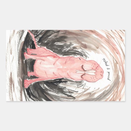 ネイキッド(&)誇りを持ったモグラ 長方形シール (正面)