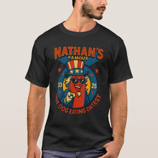 ネイサンおもしろいズ有名ホットドッグ食べコンテスト2025 Tシャツ (正面)