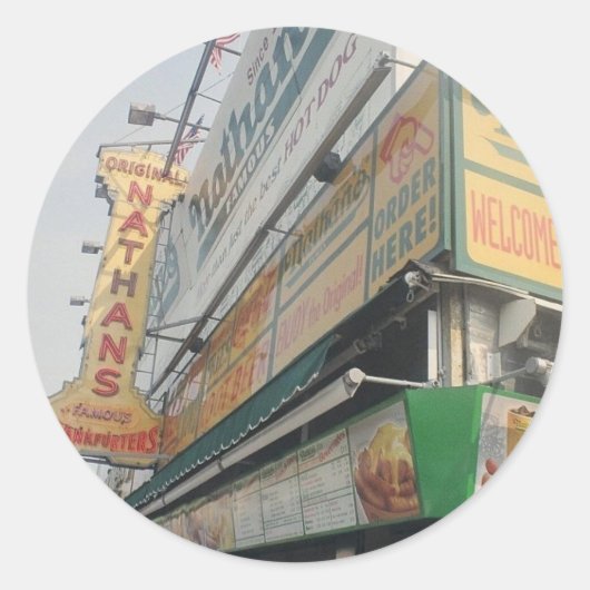 ネイサンの有名なホットドッグステッカー ラウンドシール (正面)