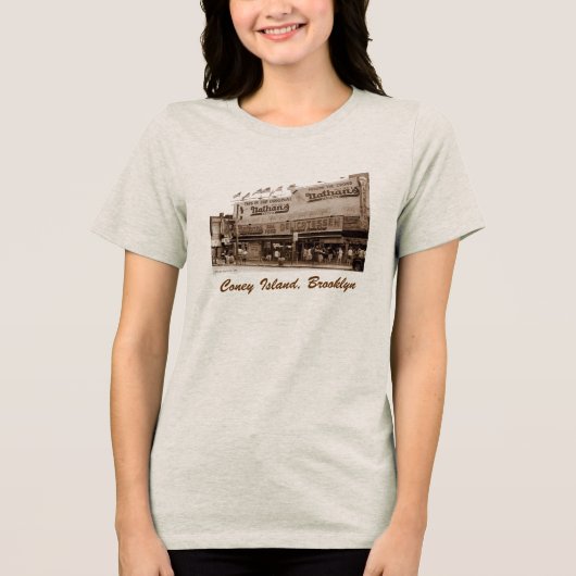 ネイサンの有名なホットドッグレディース トライブレンドＴシャツ (正面)