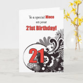 ネイス、21歳の誕生日の宗教的な渦巻き カード (黄色い花)