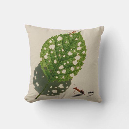 ネイチャーの小さな建築家が葉の多いキャンバスを作る クッション (正面)