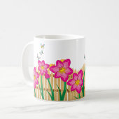 ネイチャーズガーデンピンクの花 – エレガントフローラ コーヒーマグカップ (正面左)