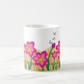 ネイチャーズガーデンピンクの花 – エレガントフローラ コーヒーマグカップ (中央)