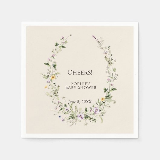 ネイチャーズガーデンリトルワン開花ベビーシャワー スタンダードカクテルナプキン (正面)