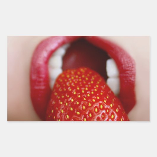 ネイチャーズキャンディ – 女性食べ物のイチゴ 長方形シール (正面)