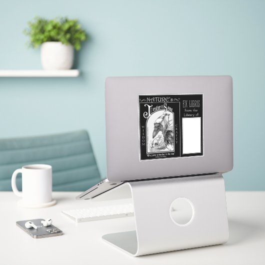 ネイチャーズジェスターアンドセージ蔵書票 シール (デスク上のノートパソコン)