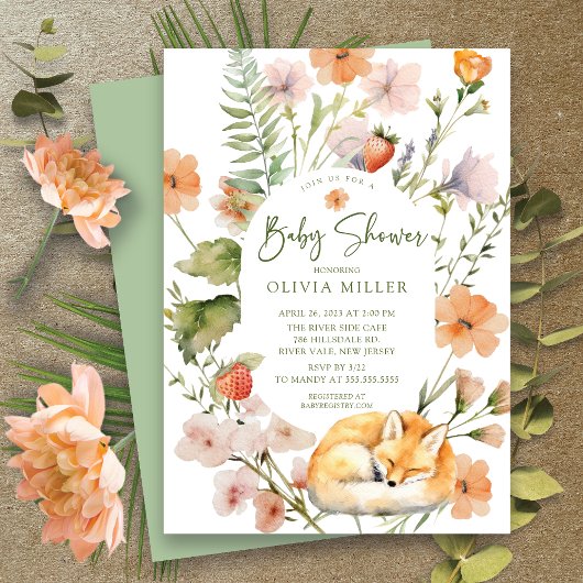 ネイチャーズディライトキツネベビーシャワー招待状 招待状