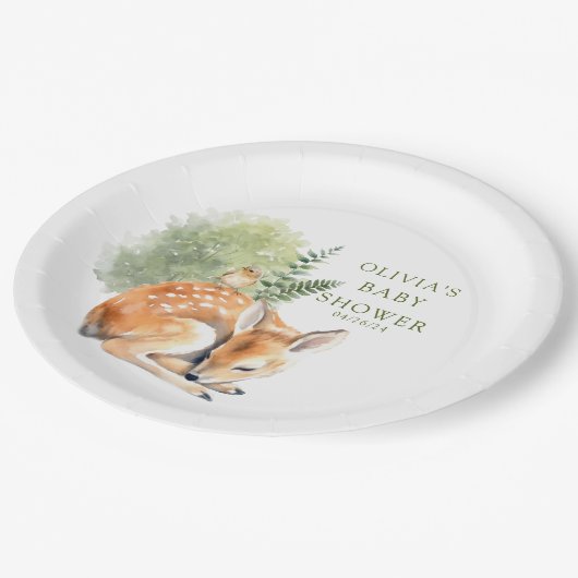 ネイチャーズディライトディアベイビーシャワーのお願い ペーパープレート (アングル)