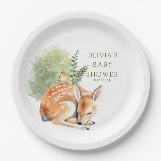 ネイチャーズディライトディアベイビーシャワーのお願い ペーパープレート (正面)