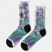 ネイチャーズパレット:紫、ティール(緑がかった色)、青の壮麗 ソックス (左)