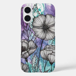 ネイチャーズパレット：紫、ティール（緑がかった色）、青の壮麗 iPhone 16ケース