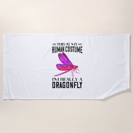 ネイチャーズリビングアートドラゴンフライ自然昆虫ドラッグ ビーチタオル (正面)