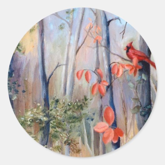 ネイチャーパス（鳥）ショウジョウコウカンチョウステッカー ラウンドシール (正面)