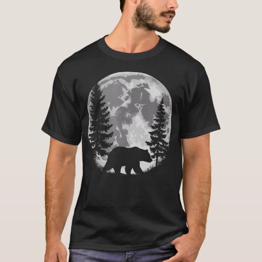 ネイチャーベアムーン森の野生動物アウトドア Tシャツ (正面)