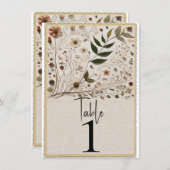 ネイチャー美しい植物花テーブル番号 招待状 (正面/裏面)